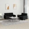 Sofa Sofos komplektas su pagalvėlėmis, 2 dalių, juodas, audinys