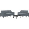 Sofa Sofos komplektas su pagalvėlėmis, 2 dalių, pilkas, aksomas
