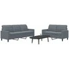 Sofa Sofos komplektas su pagalvėlėmis, 2 dalių, pilkas, aksomas
