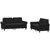 Sofa Sofos komplektas su pagalvėlėmis, 2 dalių, juodas, aksomas