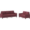 Sofa Sofos komplektas su pagalvėlėmis, 2 dalių, vyno, audinys