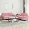 Sofa Sofos komplektas su pagalvėlėmis, 2 dalių, rožinis, aksomas