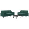 Sofa Sofos komplektas su pagalvėlėmis, 2 dalių, žalias, aksomas
