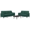 Sofa Sofos komplektas su pagalvėlėmis, 2 dalių, žalias, aksomas