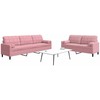 Sofa Sofos komplektas su pagalvėlėmis, 2 dalių, rožinis, aksomas