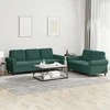 Sofa Sofos komplektas su pagalvėlėmis, 2 dalių, žalias, aksomas