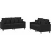 Sofa Sofos komplektas su pagalvėlėmis, 2 dalių, juodas, aksomas