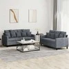 Sofa Sofos komplektas su pagalvėlėmis, 2 dalių, pilkas, aksomas