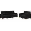 Sofa Sofos komplektas su pagalvėlėmis, 2 dalių, juodas, audinys