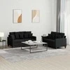 Sofa Sofos komplektas su pagalvėlėmis, 2 dalių, juodas, audinys