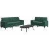 Sofa Sofos komplektas su pagalvėlėmis, 2 dalių, žalias, aksomas