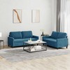 Sofa Sofos komplektas su pagalvėlėmis, 2 dalių, mėlynas, aksomas