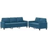 Sofa Sofos komplektas su pagalvėlėmis, 2 dalių, mėlynas, aksomas