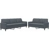 Sofa Sofos komplektas su pagalvėlėmis, 2 dalių, pilkas, aksomas