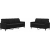 Sofa Sofos komplektas su pagalvėlėmis, 2 dalių, juodas, aksomas