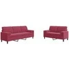 Sofa Sofos komplektas su pagalvėlėmis, 2 dalių, vyno, aksomas