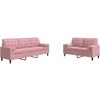 Sofa Sofos komplektas su pagalvėlėmis, 2 dalių, rožinis, aksomas