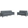 Sofa Sofos komplektas su pagalvėlėmis, 2 dalių, pilkas, aksomas