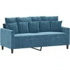 Sofa Sofos komplektas su pagalvėlėmis, 2 dalių, mėlynas, aksomas