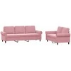 Sofa Sofos komplektas su pagalvėlėmis, 2 dalių, rožinis, aksomas