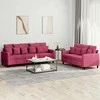 Sofa Sofos komplektas su pagalvėlėmis, 2 dalių, vyno, aksomas