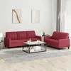 Sofa Sofos komplektas su pagalvėlėmis, 2 dalių, vyno, dirbtinė oda