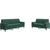 Sofa Sofos komplektas su pagalvėlėmis, 2 dalių, žalias, aksomas