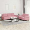 Sofa Sofos komplektas su pagalvėlėmis, 2 dalių, rožinis, aksomas