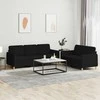 Sofa Sofos komplektas su pagalvėlėmis, 2 dalių, juodas, audinys
