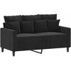 Sofa Sofos komplektas su pagalvėlėmis, 2 dalių, juodas, aksomas