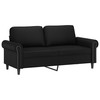 Sofa Sofos komplektas su pagalvėlėmis, 2 dalių, juodas, dirbtinė oda