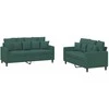 Sofa Sofos komplektas su pagalvėlėmis, 2 dalių, žalias, aksomas