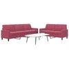 Sofa Sofos komplektas su pagalvėlėmis, 2 dalių, vyno, aksomas