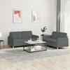 Sofa Sofos komplektas su pagalvėlėmis, 2 dalių, pilkas, audinys