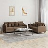 Sofa Sofos komplektas su pagalvėlėmis, 2 dalių, rudas, audinys