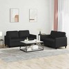 Sofa Sofos komplektas su pagalvėlėmis, 2 dalių, juodas, dirbtinė oda