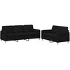 Sofa Sofos komplektas su pagalvėlėmis, 2 dalių, juodas, audinys