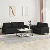 Sofa Sofos komplektas su pagalvėlėmis, 2 dalių, juodas, dirbtinė oda