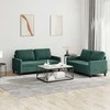 Sofa Sofos komplektas su pagalvėlėmis, 2 dalių, žalias, aksomas