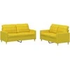 Sofa Sofos komplektas su pagalvėlėmis, 2 dalių, geltonas, audinys