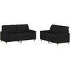 Sofa Sofos komplektas su pagalvėlėmis, 2 dalių, juodas, audinys