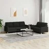 Sofa Sofos komplektas su pagalvėlėmis, 2 dalių, juodas, audinys
