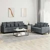 Sofa Sofos komplektas su pagalvėlėmis, 2 dalių, pilkas, aksomas