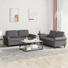 Sofa Sofos komplektas su pagalvėlėmis, 2 dalių, pilkas, dirbtinė oda
