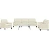 Sofa Sofos komplektas su pagalvėlėmis, 3 dalių, kreminis, aksomas