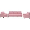 Sofa Sofos komplektas su pagalvėlėmis, 3 dalių, rožinis, aksomas