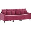 Sofa Sofos komplektas su pagalvėlėmis, 3 dalių, vyno, aksomas