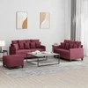 Sofa Sofos komplektas su pagalvėlėmis, 3 dalių, vyno, audinys