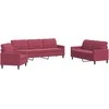 Sofa Sofos komplektas su pagalvėlėmis, 3 dalių, vyno, aksomas