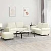 Sofa Sofos komplektas su pagalvėlėmis, 3 dalių, kreminis, aksomas